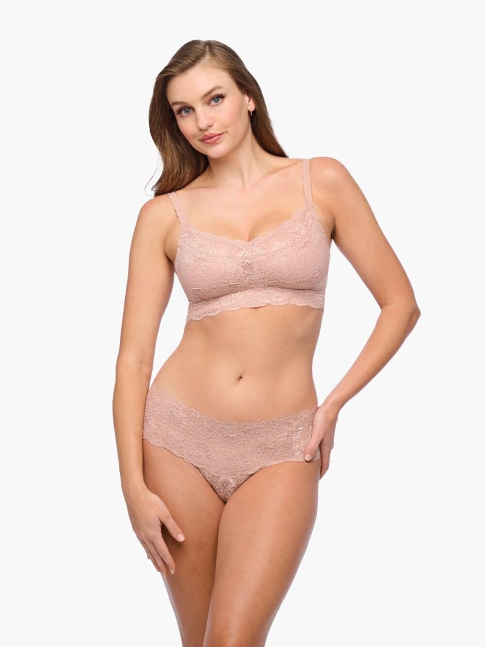 COSABELLA Never Say Never Curvy Sweetie Mandorla Pink Lace Bralette Bra, Size L